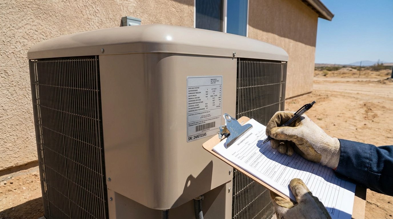 JC Energy Solutions technician performing HVAC tune-up at a High Desert home