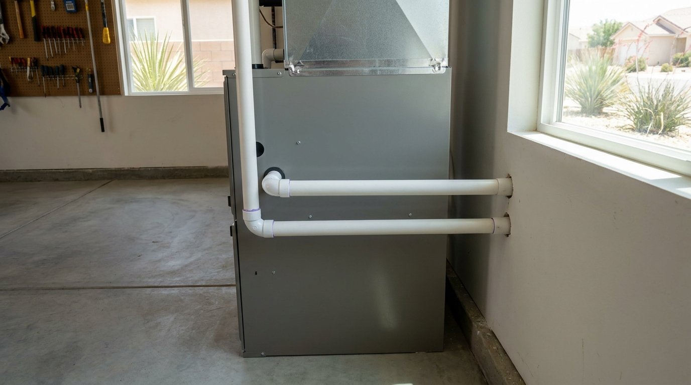 New high-efficiency residential gas furnace installed in a High Desert home