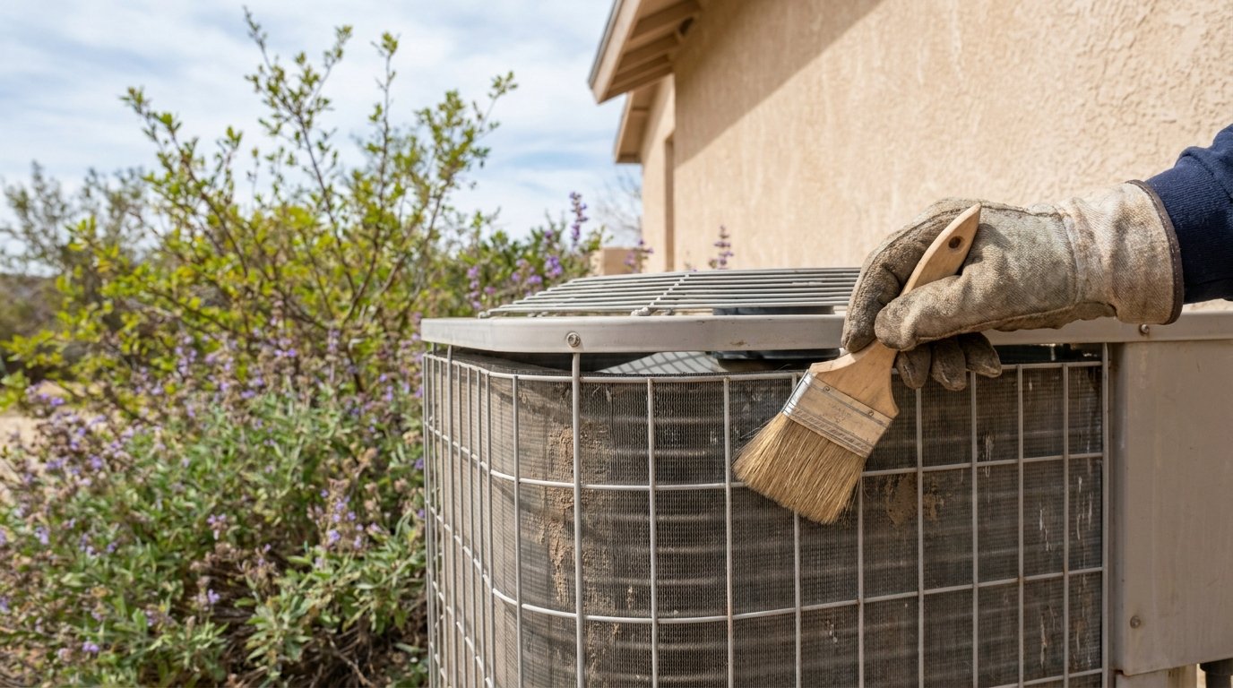 JC Energy Solutions technician performing HVAC tune-up at a High Desert home