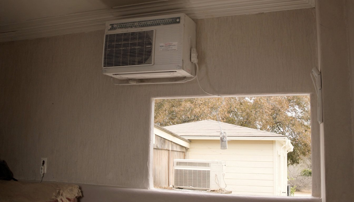 Wall-mounted ductless mini-split indoor head unit in a Redlands, California historic home interior with crown molding and - JC Energy Solutions