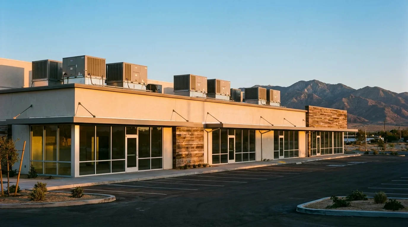 Retail store HVAC service in the High Desert: rooftop packaged unit work