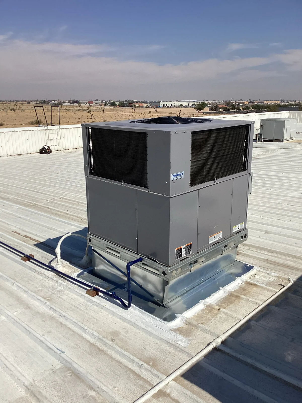 Commercial rooftop HVAC unit installed by JC Energy Solutions, HVAC service in Rancho Cucamonga, California