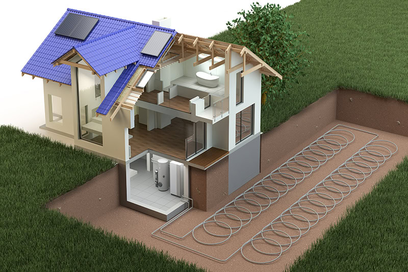 An image showing how the geothermal heating looks underground
